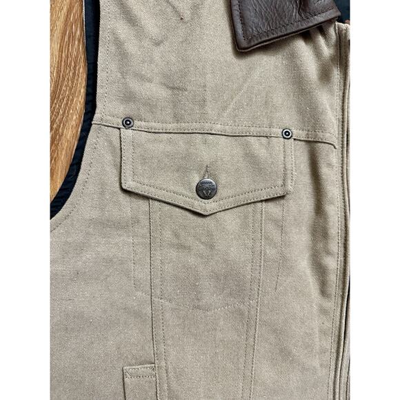 KAKADU Traders Australia Brown Concealed Carry Canvas Vest Leather Trim‎ S EUC - Picture 6 of 15